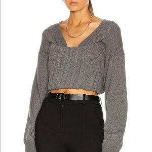 ALEXANDER WANG draped corset V-Neck gray sweater